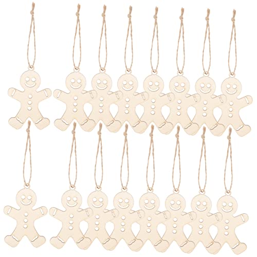 WOONEKY 100 Stück Teiliges Holzanhänger Gingerbread Man zum Weihnachtsbasteln Glatte Oberfläche Langlebige DIY Weihnachtsdekoration für Fenster Tür Party Kreative Handgemachte Holzfiguren von WOONEKY