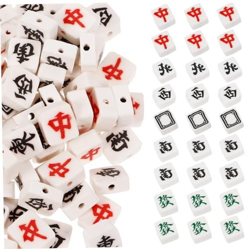 WOONEKY 100 Stück Teiliges Mahjong Charms aus Polymer Clay Leichte Spacer Perlen für Armband und Halsketten DIY Kreative Schmuckherstellung für Bastelfans WOONEKY 100 Stück Teiliges Mahjong Charms aus Polymer Clay Leichte Spacer Perlen für Armband und Halsketten DIY Kreative Schmuckherstellung für Bastelfans von WOONEKY