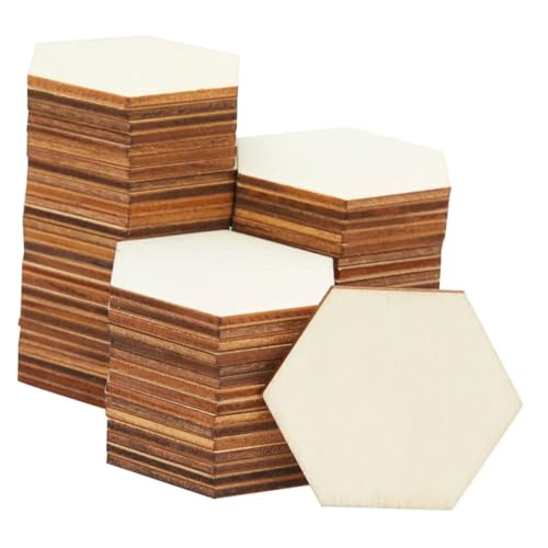 WOONEKY 100 Stück Teiliges Sechseckige Holzscheiben Unbehandelte Holzplättchen zum Basteln DIY Kunstprojekte Kreative Dekoration WOONEKY 100 Stück Teiliges Sechseckige Holzscheiben Unbehandelte Holzplättchen zum Basteln DIY Kunstprojekte Kreative Dekoration von WOONEKY