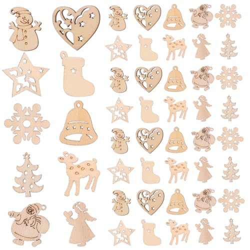 WOONEKY 100Pcs Gemischte Weihnachtshölzern Anhänger Holzausschnitte Weihnachtsholz Weihnachtsausschnitte DIY Holzhandwerk Unvollendet WOONEKY 100Pcs Gemischte Weihnachtshölzern Anhänger Holzausschnitte Weihnachtsholz Weihnachtsausschnitte DIY Holzhandwerk Unvollendet von WOONEKY