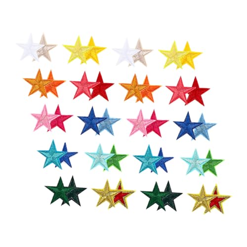WOONEKY 102 Stück Teiliges Bunte Polyester Stern Patches zum Aufbügeln Bestickte Flicken für Kleidung Taschen Hüte und Rucksäcke Diy Bastelzubehör mit Feinen Stickdetails von WOONEKY