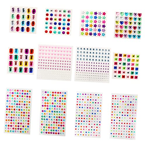 WOONEKY 12 Blatt Selbstklebende Nail Art Dekoration Glänzende Acryl Strasssteine für Maniküre Mehrfarbige Aufkleber für Nägel Körper und Bastelprojekte WOONEKY 12 Blatt Selbstklebende Nail Art Dekoration Glänzende Acryl Strasssteine für Maniküre Mehrfarbige Aufkleber für Nägel Körper und Bastelprojekte von WOONEKY