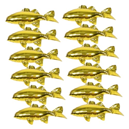 WOONEKY 12 Stück Goldfisch Aluminiumfolie Ballons Lebensecht Goldfischmotive Bunte Meeres Tier Deko für Shower Kindergeburtstag Unterwasser Party von WOONEKY