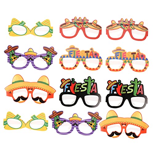 WOONEKY 12 Stück Mexikanische Fiesta Brillen Lustige Pappbrillen für Karneval Partys und Cosplay Dekorative Accessoires für Unvergessliche Feiern von WOONEKY