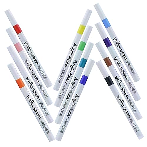WOONEKY 12 Stück Teiliges Acrylfarben Marker Wasserbasierte Farbintensive Malstifte mit Ergonomischem Design Präzise Linienführung Langlebig und Rutschfest für DIY Porzellan Steinmalerei von WOONEKY