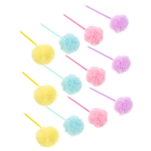 WOONEKY 12 Stück Teiliges Flauschiger Kugelschreiber mit Buntem Pompon Kreative Plüsch Kugelschreiber für Schüler und Mädchen Weicher Griff für Angenehmes Schreiben für Schule Party und WOONEKY 12 Stück Teiliges Flauschiger Kugelschreiber mit Buntem Pompon Kreative Plüsch Kugelschreiber für Schüler und Mädchen Weicher Griff für Angenehmes Schreiben für Schule Party und von WOONEKY