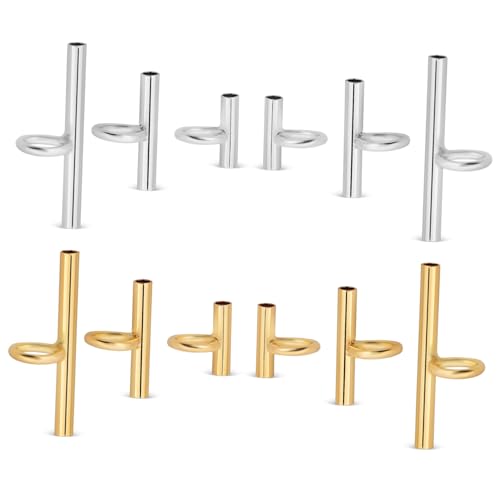 WOONEKY 12 Stück Teiliges Kupfer Broschen Adapter in Gold und Silber Vielseitige Leichte Metall Broschenanhänger für Schmuckherstellung und Halsketten Zubehör von WOONEKY