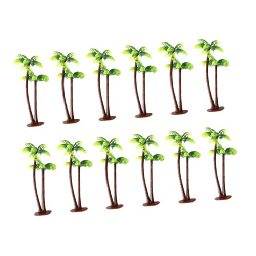 WOONEKY 12 Stück Teiliges Miniatur Kokospalmen Tropische Tortendeko aus Realistische Modellbäume mit Grünem Laub als Cake Topper für Geburtstag Party und Landschaftsdekoration von WOONEKY