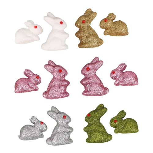 WOONEKY 12 Stück Teiliges Ostern Hase Figuren Glitzernde Miniatur Hasen für Tischdekoration Frühlingsdeko Partys Garten und Geburtstagsfeiern WOONEKY 12 Stück Teiliges Ostern Hase Figuren Glitzernde Miniatur Hasen für Tischdekoration Frühlingsdeko Partys Garten und Geburtstagsfeiern von WOONEKY