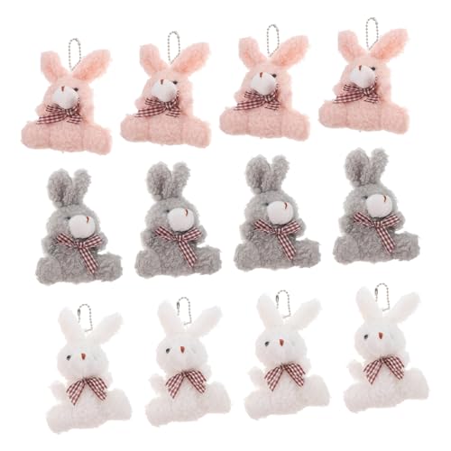 WOONEKY 12 Stück Teiliges Plüsch Schlüsselanhänger Hase Süße Deko für Rucksack Tasche Ostergeschenke Zufällige Farben für Zufällige Farbe Zufällige Farbe von WOONEKY