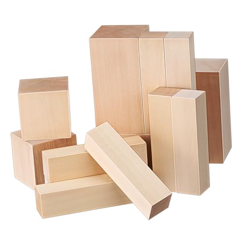 WOONEKY 13 Stück Teiliges Basswood Schnitzholz Weiche Lindenholzblöcke zum Schnitzen Fein und Langlebig für Künstler Hobbybastler Holzarbeiten Diy-kunstprojekte Tragbar und Vielseitig von WOONEKY