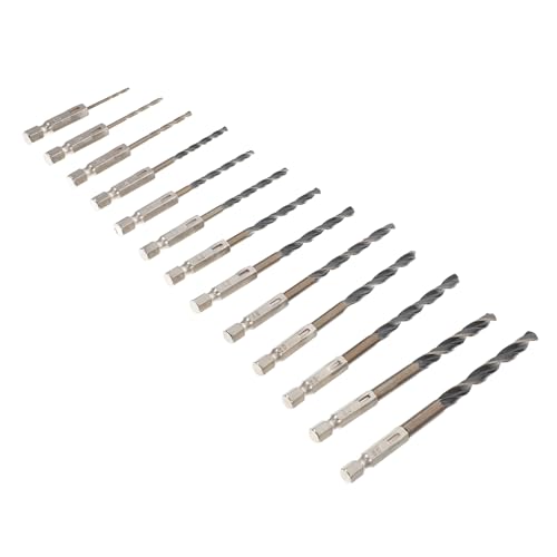 WOONEKY 13 Stück Teiliges Spiralbohrer Set Sechskantschaft Bohrer für Holz Metall Kunststoff mit Schneller Spanabfuhr und Hoher Verschleißfestigkeit Geeignet für Akkuschrauber und WOONEKY 13 Stück Teiliges Spiralbohrer Set Sechskantschaft Bohrer für Holz Metall Kunststoff mit Schneller Spanabfuhr und Hoher Verschleißfestigkeit Geeignet für Akkuschrauber und von WOONEKY