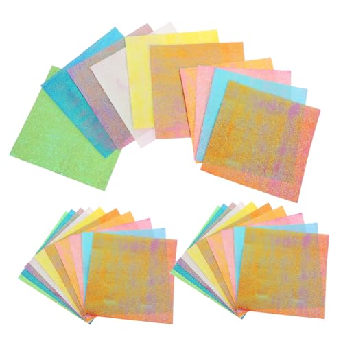 WOONEKY 150 Stück Farbiges Quadratisches Origami Papier mit Schimmerndem Perleffekt Farben Glänzendes Bastelpapier für DIY Dekoration Scrapbooking Lernmaterial für Familien von WOONEKY