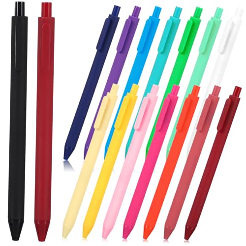 WOONEKY 16 Stück Teiliges Gel Tintenroller Einziehbare Kugelschreiber mit Glatter Schreibfunktion Bunte Signierstifte für Büro und Schule Modisch und Praktisch für Täglichen Gebrauch von WOONEKY