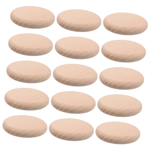 WOONEKY 16 Stück Unfinished Round Wood Slices Handgefertigte Holzscheiben für DIY Schachfiguren Holzspielsteine zum Bemalen und Basteln Holzscheiben für Familienspiele von WOONEKY
