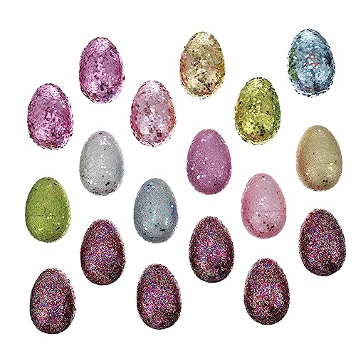 WOONEKY 18 Stück Ostereier aus Plastik mit Glitzer Dekorative Eier für Ostern DIY Bastelbedarf Füllmaterial für Osterkörbe und Verlosungen von WOONEKY