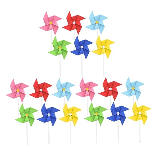 WOONEKY 18 Stück Teiliges Cake Topper Bunte Windmühlen Tortendeko Party Cake Supplies für Geburtstag Torten Dekoration Farbenfrohe Partypicker für Kinderfest und von WOONEKY