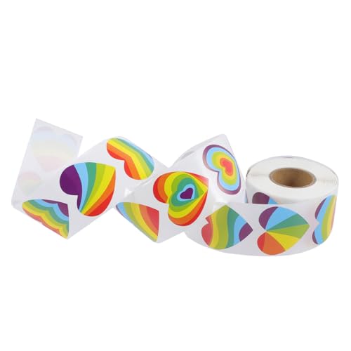 WOONEKY 1Rolle Herzaufkleber Rainbow Sticker Roll Bunte Herzaufkleber für Hochzeiten Valentinstag Geschenktüten und Kreative Projekte zum Versiegeln von Umschlägen und Dekorieren WOONEKY 1Rolle Herzaufkleber Rainbow Sticker Roll Bunte Herzaufkleber für Hochzeiten Valentinstag Geschenktüten und Kreative Projekte zum Versiegeln von Umschlägen und Dekorieren von WOONEKY