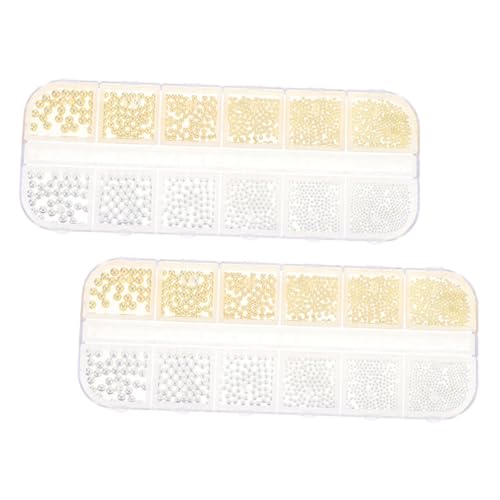 WOONEKY 2 Boxen Fächer Metall Nagelkunst Charms Gold Silber Micro Caviar Stahlperlen für DIY Nageldekoration Maniküre Zubehör Kompakt und Langlebig von WOONEKY