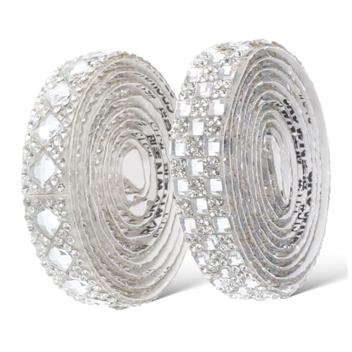 WOONEKY 2 Rollen Selbstklebendes Strassband Glitzerndes Rhinestone Tape für Diy Projekte Vielseitig Einsetzbar Langlebig Anpassbare für Kreative Bastelarbeiten von WOONEKY