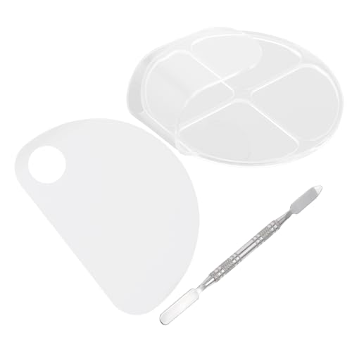 WOONEKY 2 Stück Acryl Makeup Mischpalette Set mit Spateln Transparent Wiederverwendbar Leicht Tragbar für Foundation Primer Eyeliner Nageldesign und Kosmetik Künstler von WOONEKY