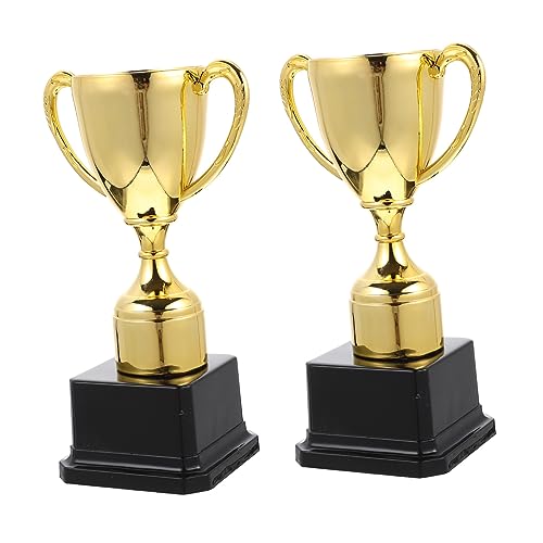 WOONEKY 2 Stück Goldene Trophäen für Kunststoff Leicht und Handlich für Wettbewerbe und Belohnungen Auszeichnung für Junge Mädchen und Kindergeburtstage von WOONEKY