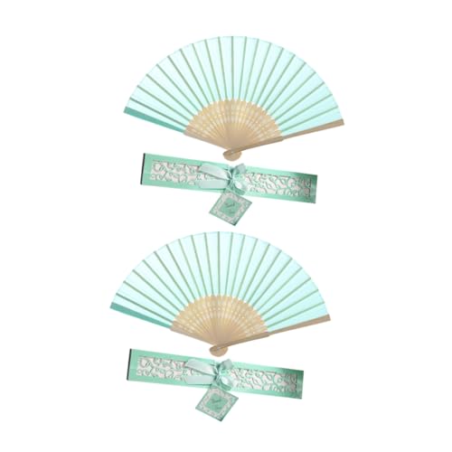 WOONEKY 2 Stück Klassische Faltbare Handfächer Bambusrahmen Chinesischer Stil mit Dekorativem Etui Grün für Damen Party Hochzeit Dekoration und Alltag WOONEKY 2 Stück Klassische Faltbare Handfächer Bambusrahmen Chinesischer Stil mit Dekorativem Etui Grün für Damen Party Hochzeit Dekoration und Alltag von WOONEKY