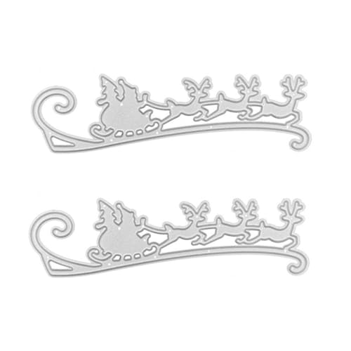 WOONEKY 2 Stück Metall Stanzformen Weihnachts Schlitten Motiv aus Carbonstahl Stabile Cutting Dies für Scrapbooking DIY Karten Basteln Kreative Weihnachtsdeko Langlebige Prägeschablonen von WOONEKY
