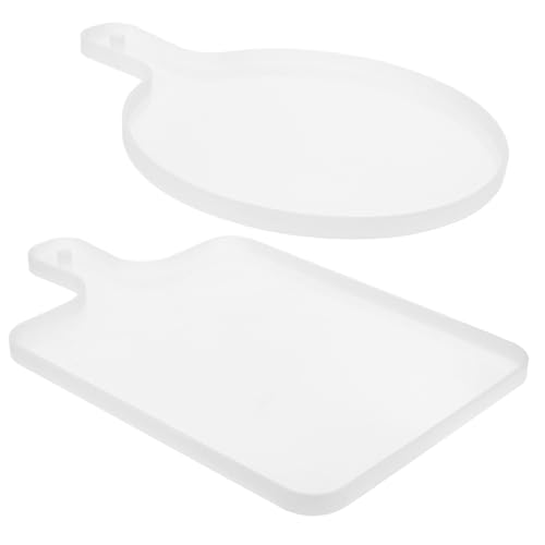 WOONEKY 2 Stück Silikonform Teilig Große Runde und Quadratische Tray Formen aus Lebensmittelechtem Silikon für DIY Epoxidharz Gießharz Schmucktablett Herstellung Flexible Geruchsfreie von WOONEKY
