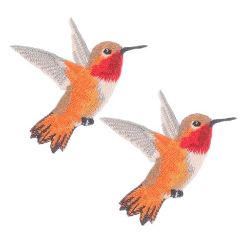 WOONEKY 2 Stück Vogel Aufnäher zum Aufbügeln Bestickte Stoffflicken für Kleidung DIY Applikationen Symmetrische Hummelform Selbstklebend und Nähbar für Jacken und Textilreparatur von WOONEKY