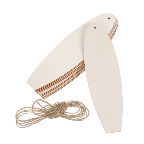 WOONEKY 20 Stück Holz Surfboard Dekorationssets Unbemalte Diy Hängedekoration für Strandthemen Kreative Wandornamente für Küstenhäuser und Partys von WOONEKY