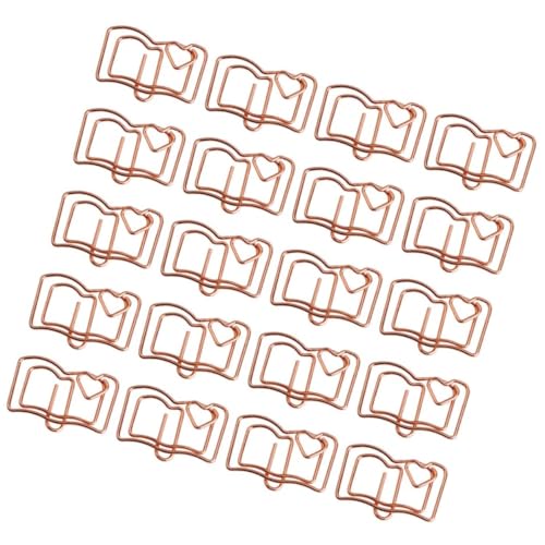 WOONEKY 20 Stück Lesezeichen Büroklammern Buchform Rosegold Papierklammern Lustige Memo Clips Foto Halter Bürobedarf WOONEKY 20 Stück Lesezeichen Büroklammern Buchform Rosegold Papierklammern Lustige Memo Clips Foto Halter Bürobedarf von WOONEKY