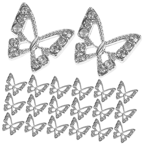 WOONEKY 20 Stück Schmetterlings Ornamente Schmetterlings Nagelanhänger Schmetterlings Nagelkunst Nageldekorationen Für Nagelkunst DIY Nagelanhänger Maniküre Zubehör Weihnachts von WOONEKY