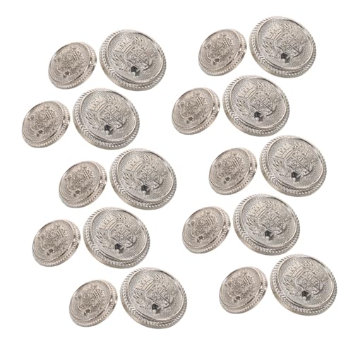 WOONEKY 20 Stück Teiliges Britische Metallknöpfe mit Weizenkronen Design Runde Form Robuste Legierung Eleganter Mantelknopf für Blazer Anzüge Uniformen DIY Nähprojekte von WOONEKY