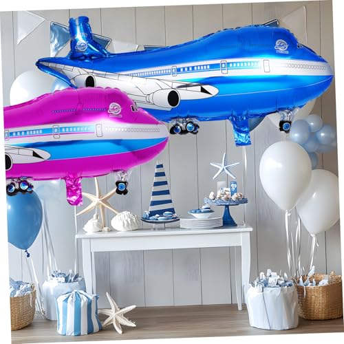 WOONEKY 20 Stück Teiliges Flugzeug in Blau und Rosarot Langlebige Aluminiumfolie Platzsparend Sichere Partydekoration für Kindergeburtstag und Flugzeug mottoparty von WOONEKY
