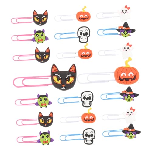 WOONEKY 20 Stück Teiliges Halloween Papierklammer Wiederverwendbare Lesezeichen mit Schädel Fledermaus Geist und Kürbis Vielseitige Büroklammern für Halloween Party Basteln Dekoration und WOONEKY 20 Stück Teiliges Halloween Papierklammer Wiederverwendbare Lesezeichen mit Schädel Fledermaus Geist und Kürbis Vielseitige Büroklammern für Halloween Party Basteln Dekoration und von WOONEKY