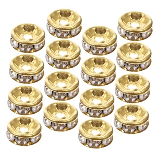 WOONEKY 200 Stück Glitzernde Strass Zwischenperlen für Diy Schmuckherstellung Armbänder Anhänger und Bastelprojekte Goldene Rundperlen WOONEKY 200 Stück Glitzernde Strass Zwischenperlen für Diy Schmuckherstellung Armbänder Anhänger und Bastelprojekte Goldene Rundperlen von WOONEKY