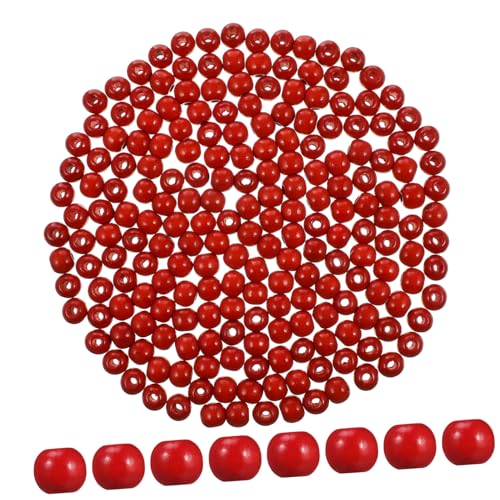 WOONEKY 200 Stück Holzperlen mit Großem Loch Rund Rot Bulk Bastelperlen zum Auffädeln für Schmuckherstellung DIY Armband Makramee Handwerk WOONEKY 200 Stück Holzperlen mit Großem Loch Rund Rot Bulk Bastelperlen zum Auffädeln für Schmuckherstellung DIY Armband Makramee Handwerk von WOONEKY