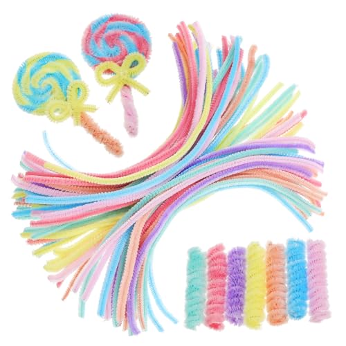 WOONEKY 200 Stück Pfeifenputzer Bastelbedarf Biegsame Chenille Stiele für DIY Projekte und Dekorationen Bunten Farben für Kreative Bastelideen von WOONEKY