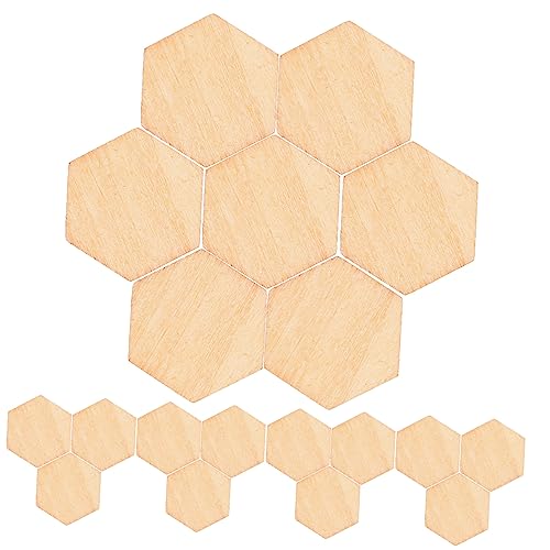 WOONEKY 200 Stück Sechseckige Holzornamente aus Buche Glatte Holzteile für DIY Basteln Naturholzscheiben zum Bemalen Dekoration für Geburtstag Hochzeit Weihnachten von WOONEKY