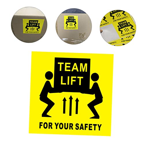 WOONEKY 200 Stück Team Lift Warnaufkleber Schwerer Versandetiketten Sicherheitssymbol Aufkleber für Lager Langlebige Sichtbare Warnschilder Innen und Außen Geeignet von WOONEKY