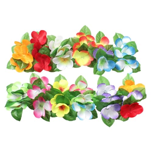 WOONEKY 24 Stück Hawaiianisches Blumenkranz und Haarschmuckset Teiliges Set mit Bunten Girlanden und Passenden Haarklammern für Luau und Strandpartys für Tanzveranstaltungen und von WOONEKY
