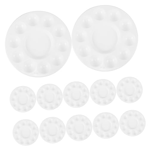 WOONEKY 24 Stück Runde Teilig Mischpalette mit Farbtöpfen Leichtes Kunststoff für Acryl Wasserfarben Öl Tragbar und für DIY Kunst Studio und Outdoor Malerei von WOONEKY