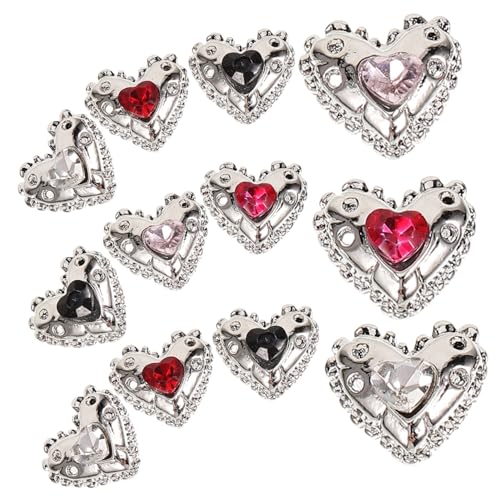 WOONEKY 25 Stück Teiliges Herz Nagel Charms Strasssteinen Kleine Nail Art Dekoration für DIY Maniküre Vielseitige Nagelverzierung für Damen für Partys und Alltag von WOONEKY