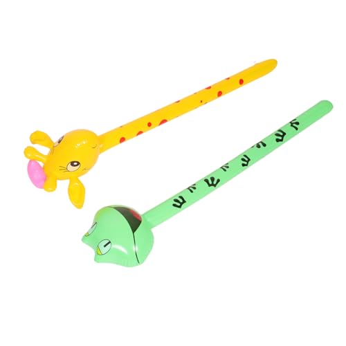 WOONEKY 2Stücke Aufblasbare Tier Sticks Frosch Giraffe Aufblasbare Spielzeuge für Dschungel Themenpartys und Geburtstagsfeiern Fördert Aktives Drinnen und Draußen von WOONEKY