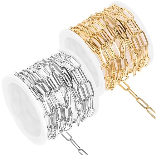 WOONEKY 2Stücke Ketten für DIY Schmuckherstellung Langlebige Kette Silberne und Goldene Ausführung Zubehör für Armbänder und Mehr WOONEKY 2Stücke Ketten für DIY Schmuckherstellung Langlebige Kette Silberne und Goldene Ausführung Zubehör für Armbänder und Mehr von WOONEKY