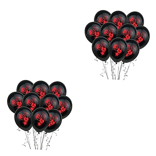 WOONEKY 2sets 12 Zoll Schwarze Latex Fingerabdrücke Ballons Halloween Dekorationen Wiederverwendbare Halloween 20 Stücke * 2 von WOONEKY