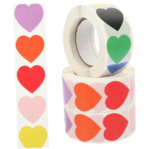 WOONEKY 3 Rollen Sticker Verschlussaufkleber Herzaufkleber Blanko Etiketten Geschenkaufkleber Lustige Sticker Funaufkleber Herzetiketten WOONEKY 3 Rollen Sticker Verschlussaufkleber Herzaufkleber Blanko Etiketten Geschenkaufkleber Lustige Sticker Funaufkleber Herzetiketten von WOONEKY