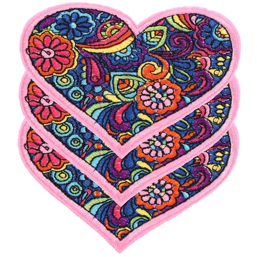 WOONEKY 3 Stück Herz Patches für Kleidung Kreative Applikationen für Dekoration von Kleidungsstücken für Jeans Jacken und Diy Projekte von WOONEKY