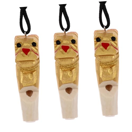WOONEKY 3 Stück Holz Geschnitzte Tierpfeifen Lanyard Kindersichere Holzpfeifen als Lustiges Geschenk für Mädchen als Mitgebsel für Kindergeburtstag und Strumpffüller von WOONEKY